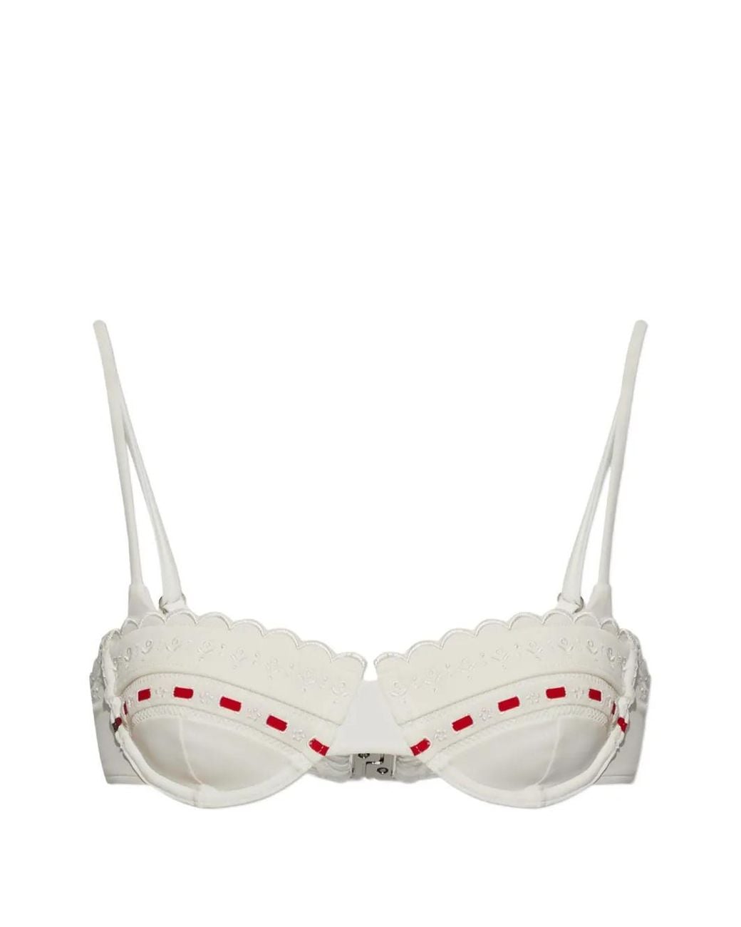 Posse White Haut De Bikini À Bords Festonnés Pia