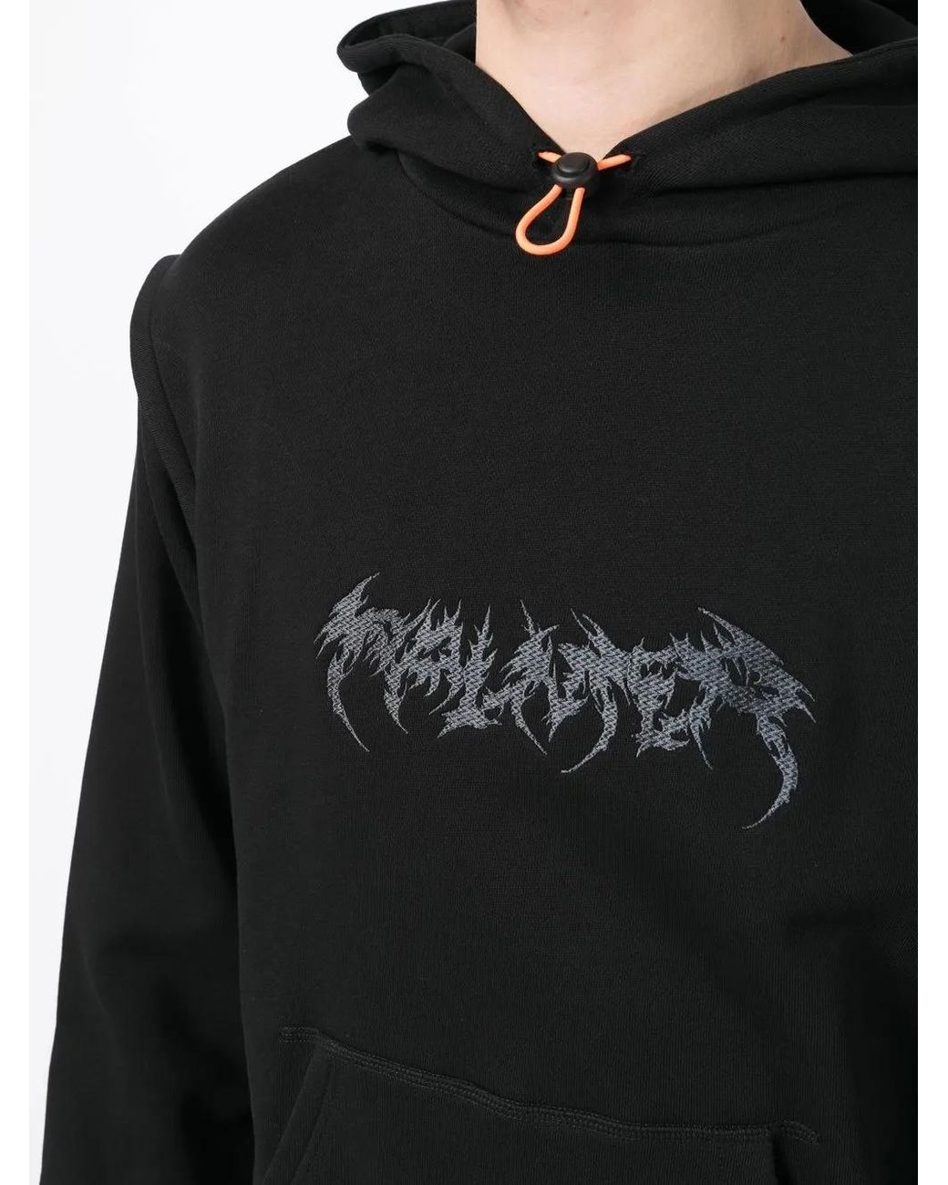 Palmier Black Logo-Print Organic Cotton Hoodie for men