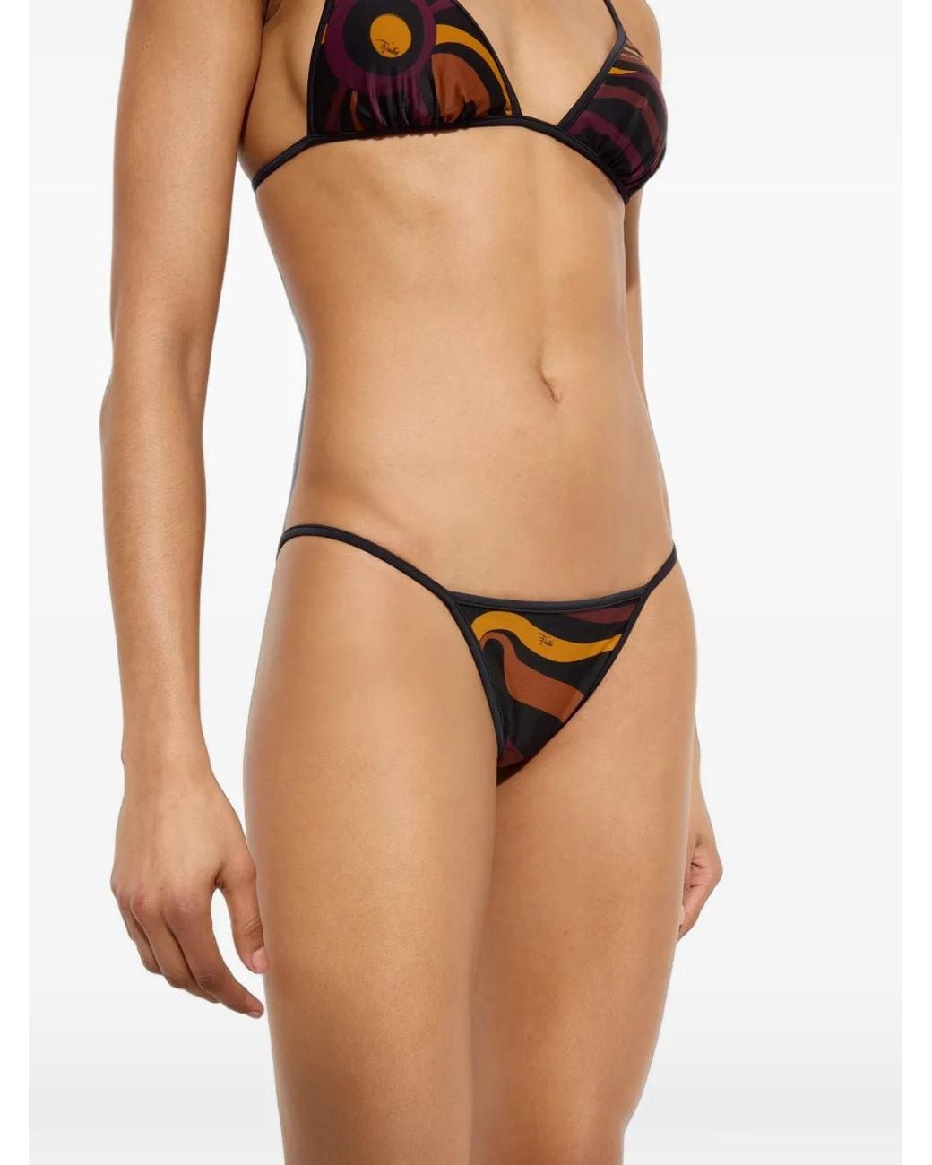 Emilio Pucci White Marmo Print Bikini Bottom