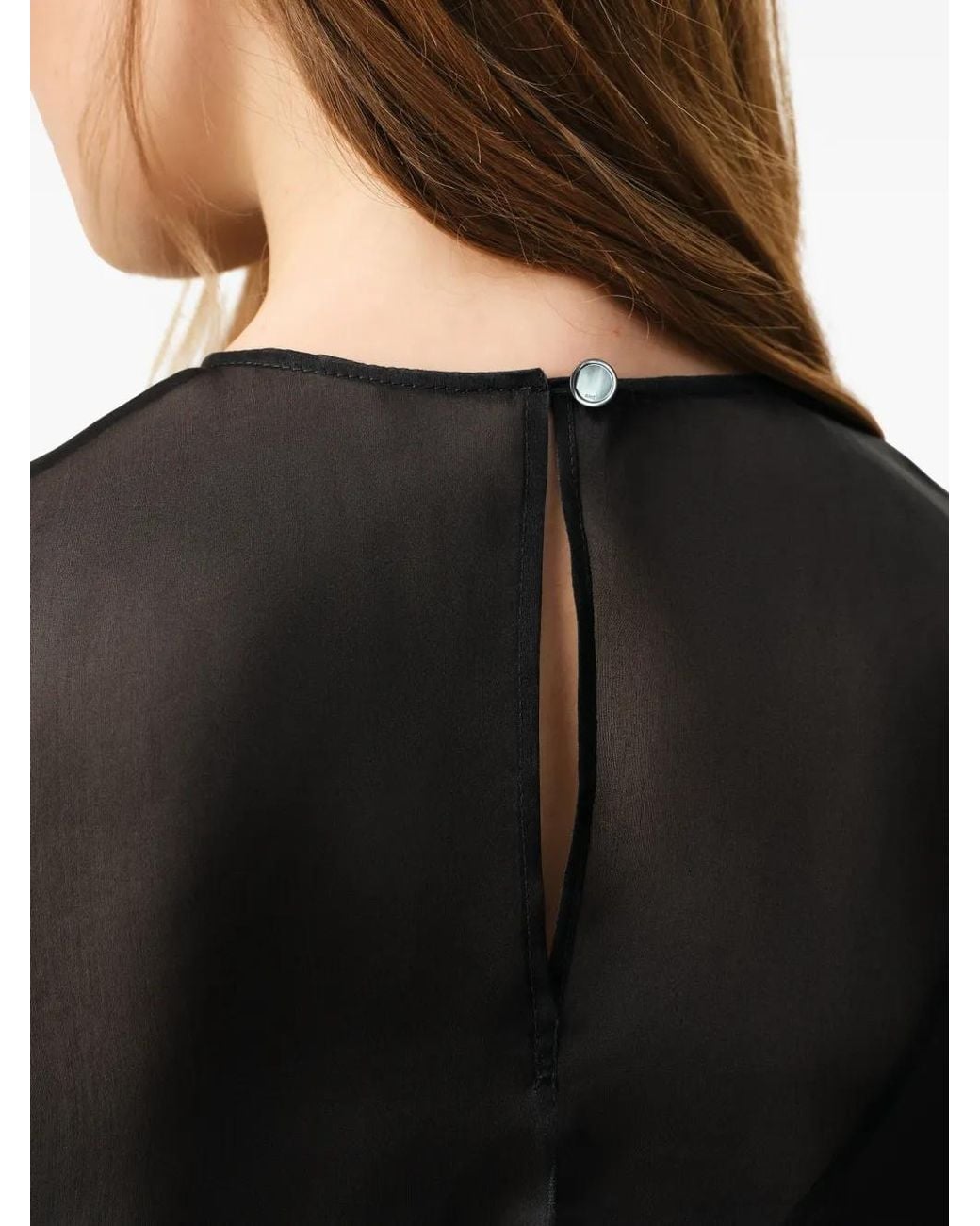 AMI Black Silk Mini Trapeze Dress