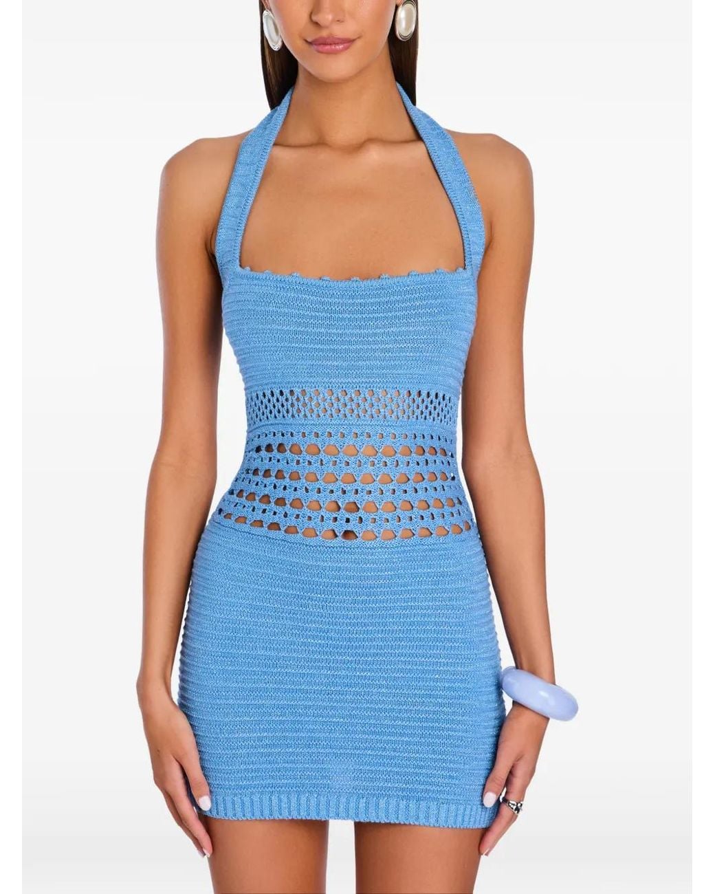 retroféte Blue Ronni Crochet Dress