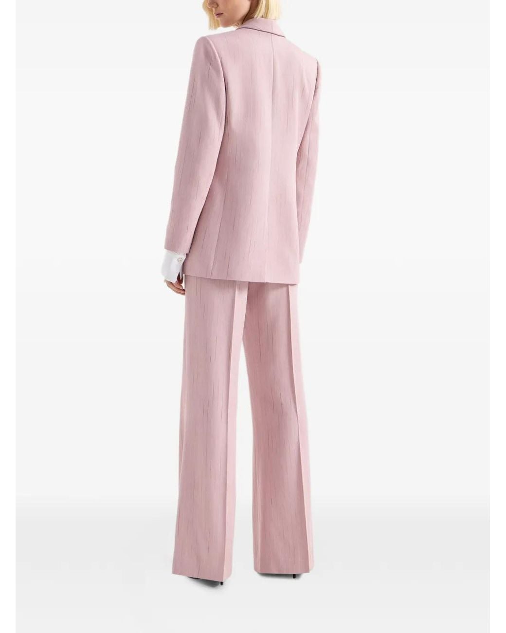 Genny Pink Pinstripe-Pattern Flared Trousers