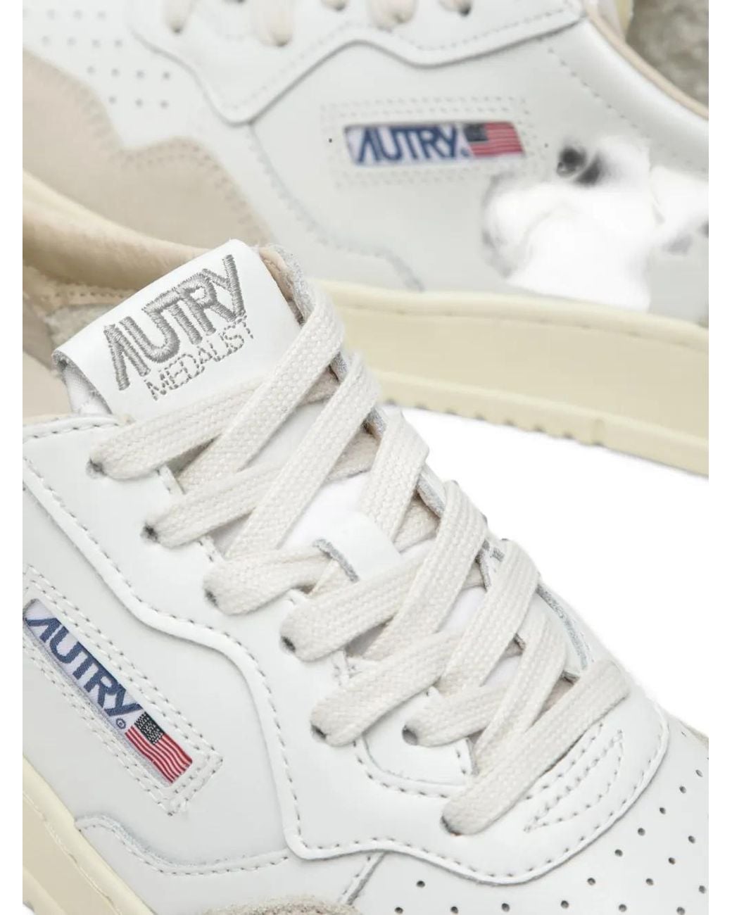 Autry White Medalist Panelled Leather Sneakers