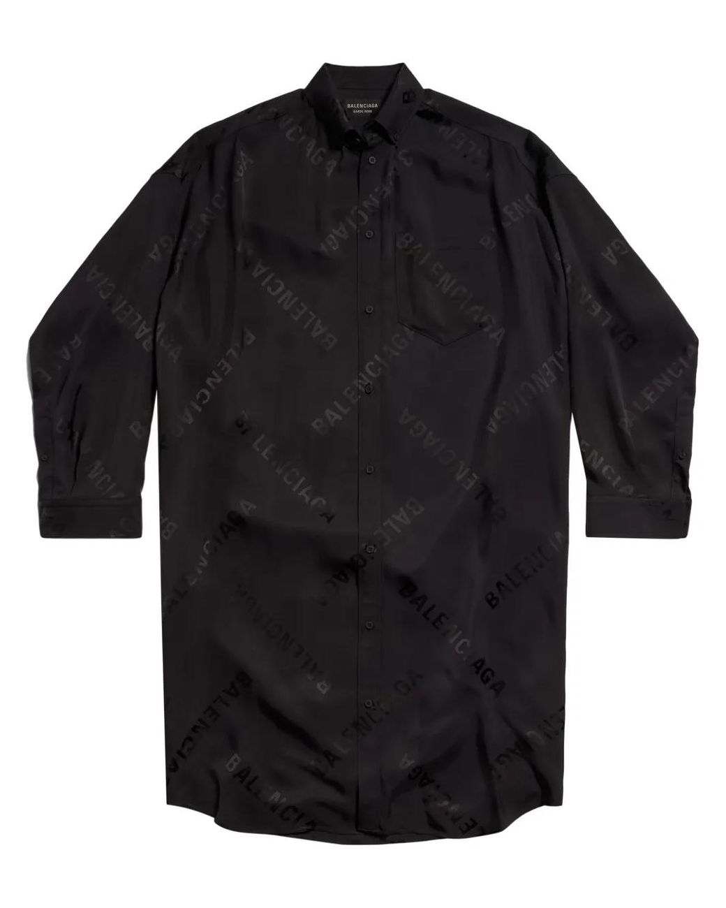 Balenciaga Black Diagonal Logo-Print Shirtdress