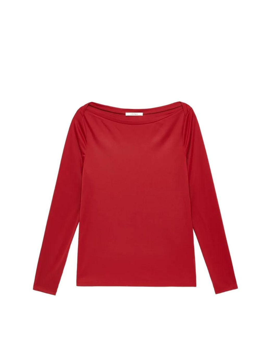 Maliparmi Red Plane Poly Long-Sleeve Boat-Neck T-Shirt