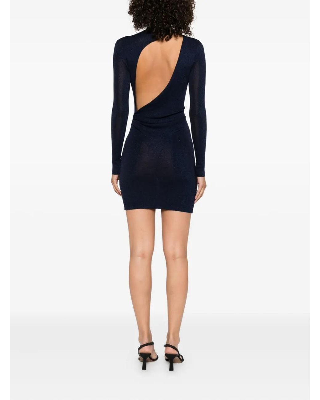 Self-Portrait Blue Viscose Knit Mini Dress