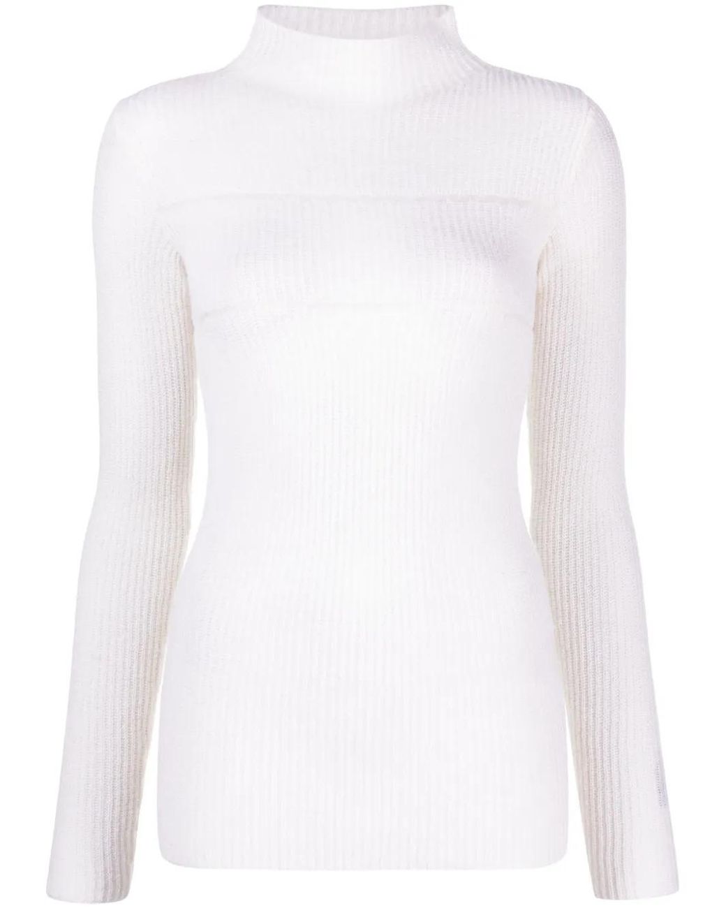 MSGM White Mock-Neck Knitted Top