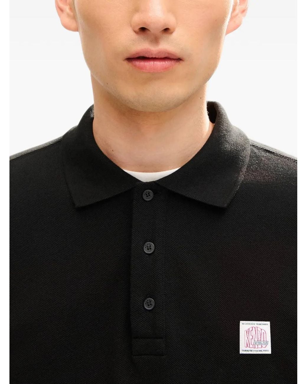 KENZO Black Work And Play Logo-Appliqué Polo Shirt for men