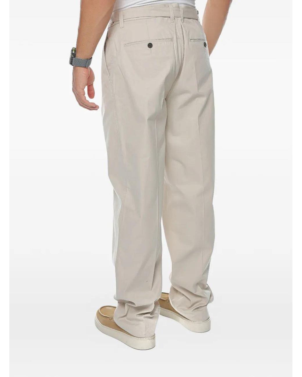 Emporio Armani Natural Belted Straight-Leg Trousers for men