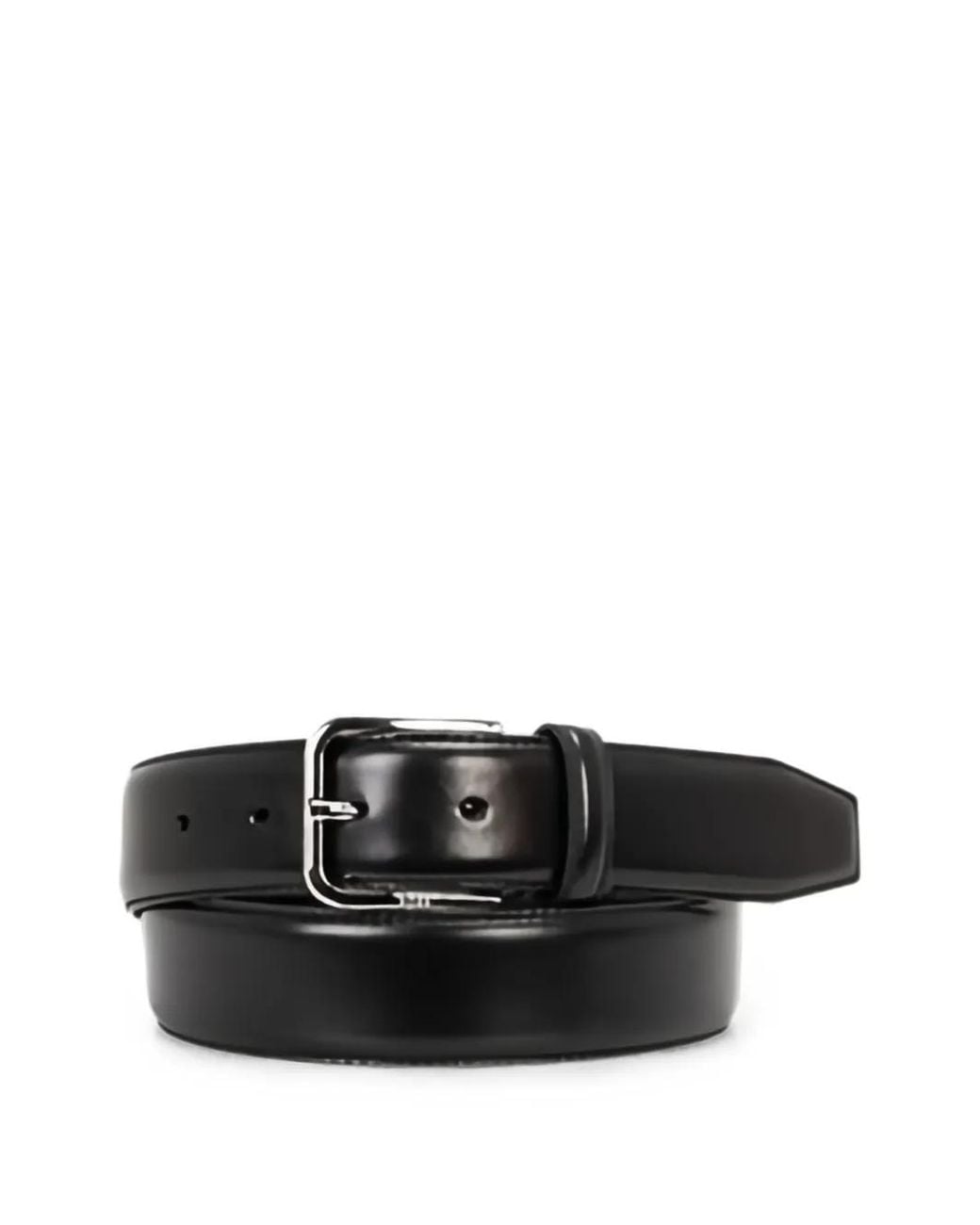 Boss Black Leather Business Belt With Polished Buckle for men