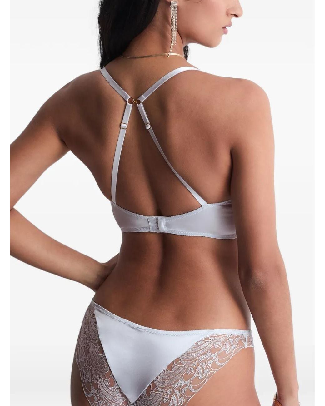 Aubade White Satin Memories Embroidered Triangle Bra