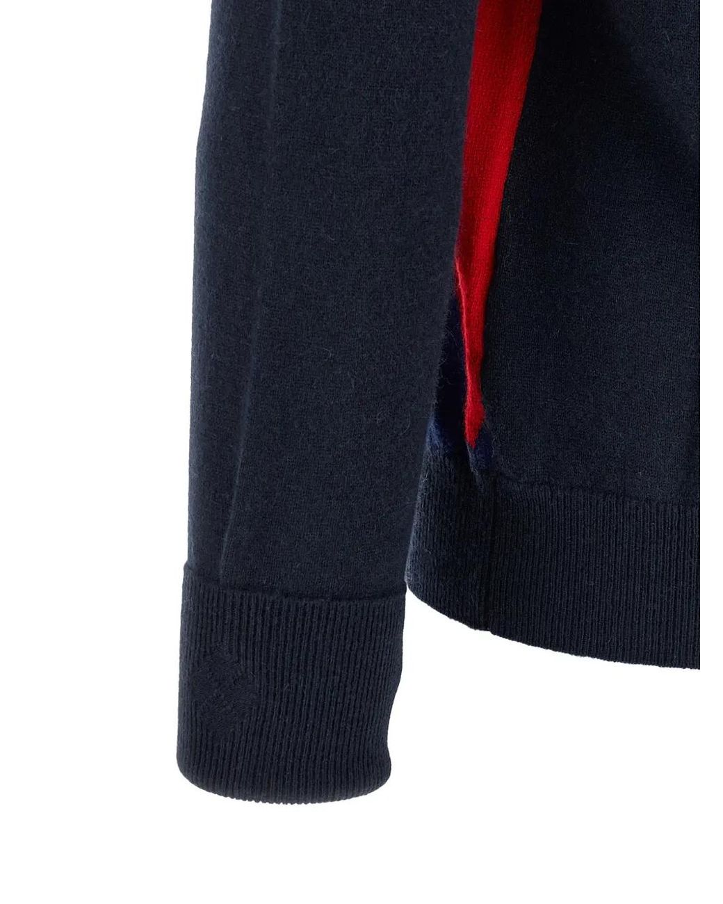 Ballantyne Blue Intarsia-Knit V-Neck Sweater for men