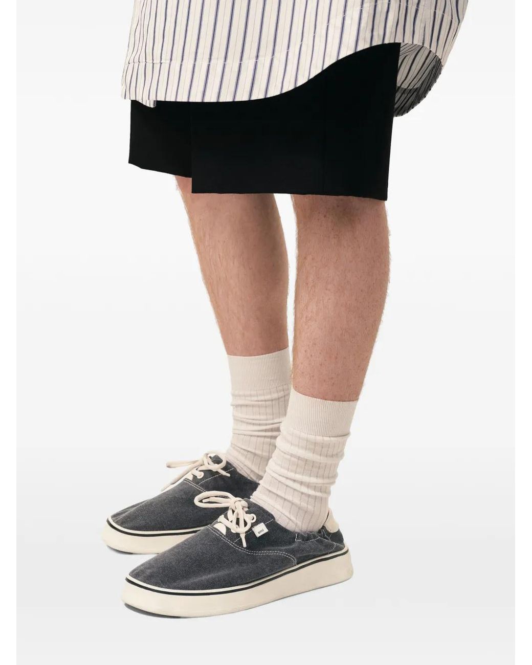 AMI Gray Tennis Washed-Effect Sneakers