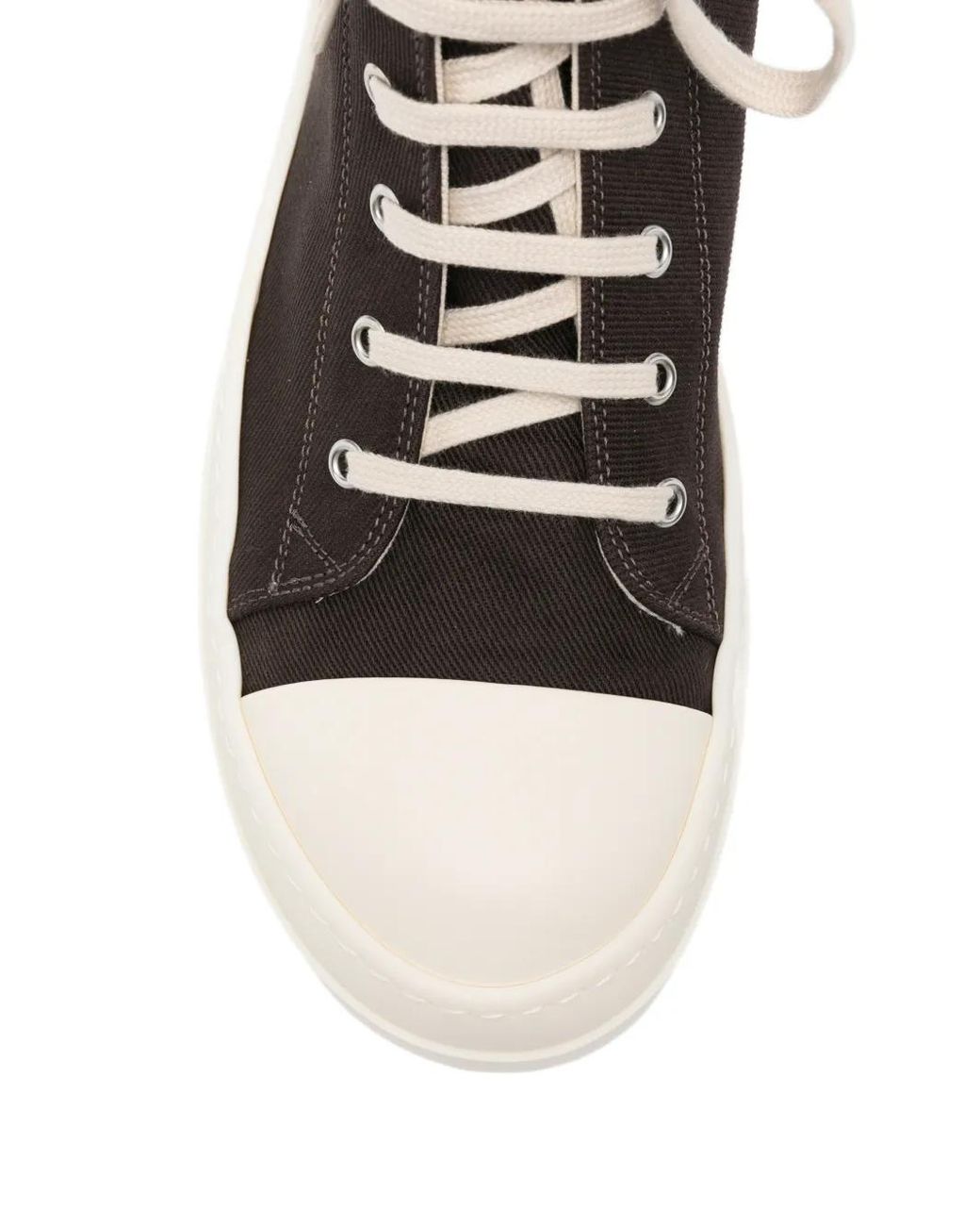Rick Owens Black Overdyed Denim Sneaker With Side Zip And Leather Toe Cap for men