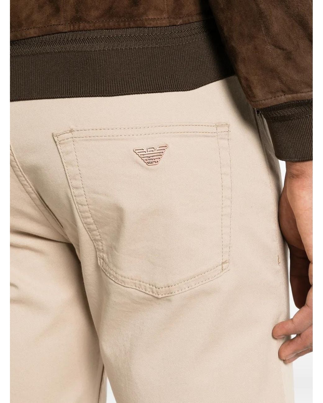 Emporio Armani Natural Pantalon À Patch Logo for men