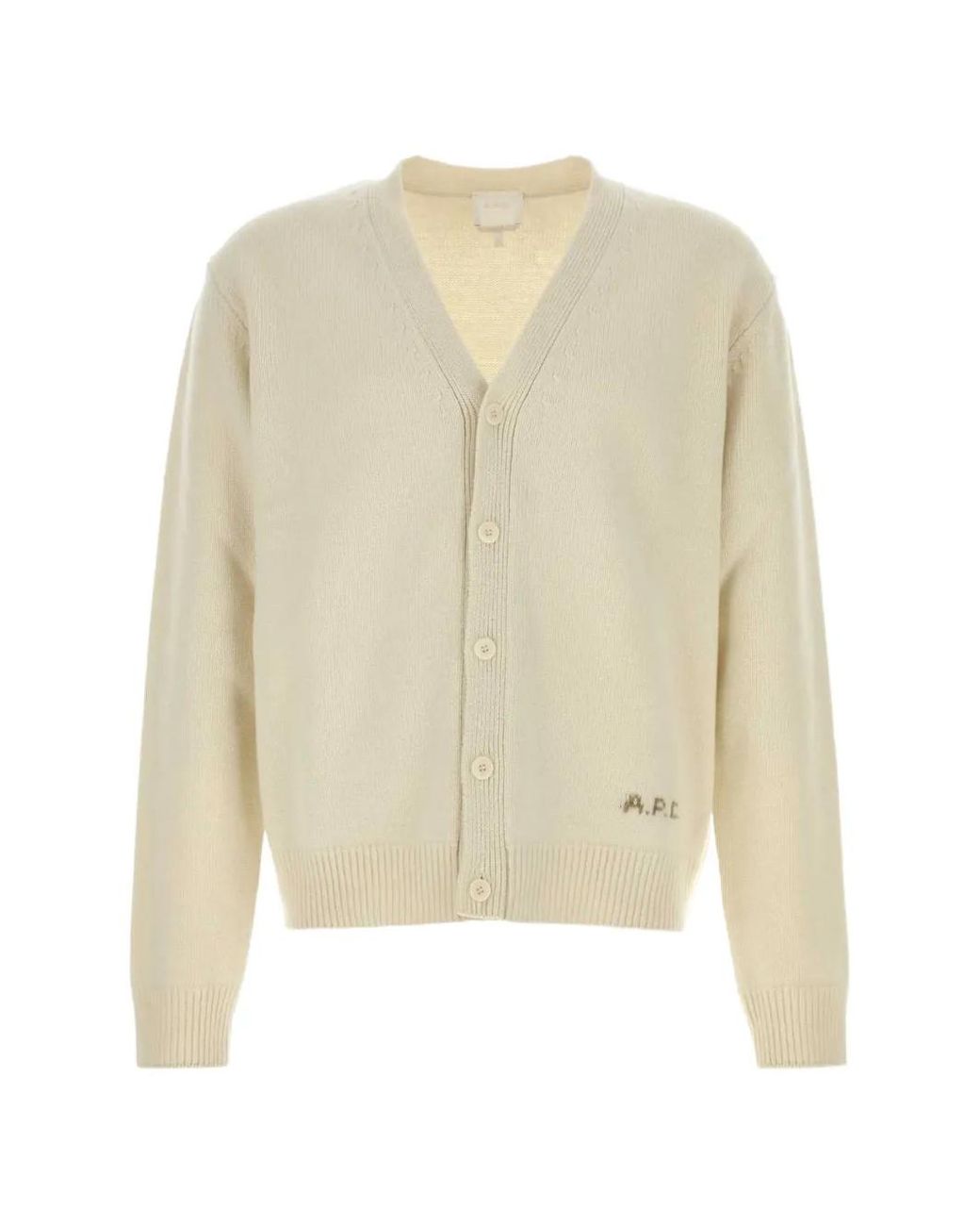 A.P.C. White Kevin Logo-Embroidered Cardigan for men