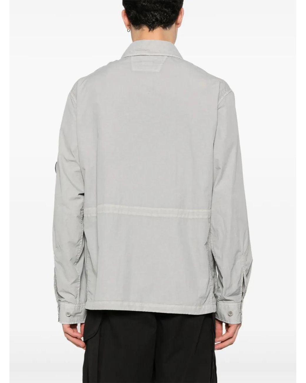 C P Company Gray Flatt Cargo Shirt Jacket for men