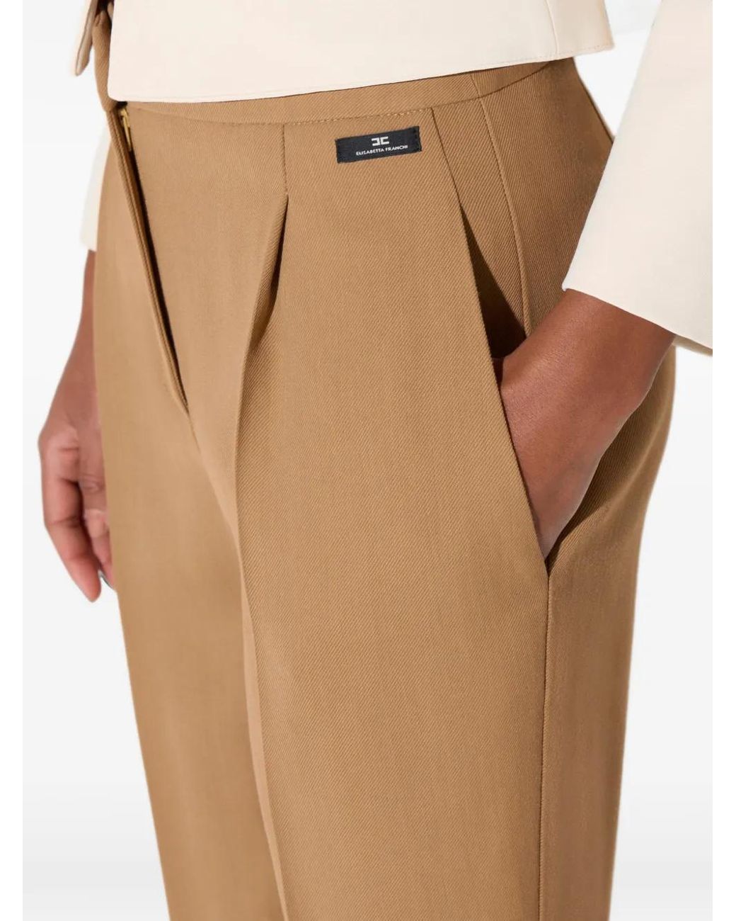 Elisabetta Franchi Natural Pantalon En Gabardine
