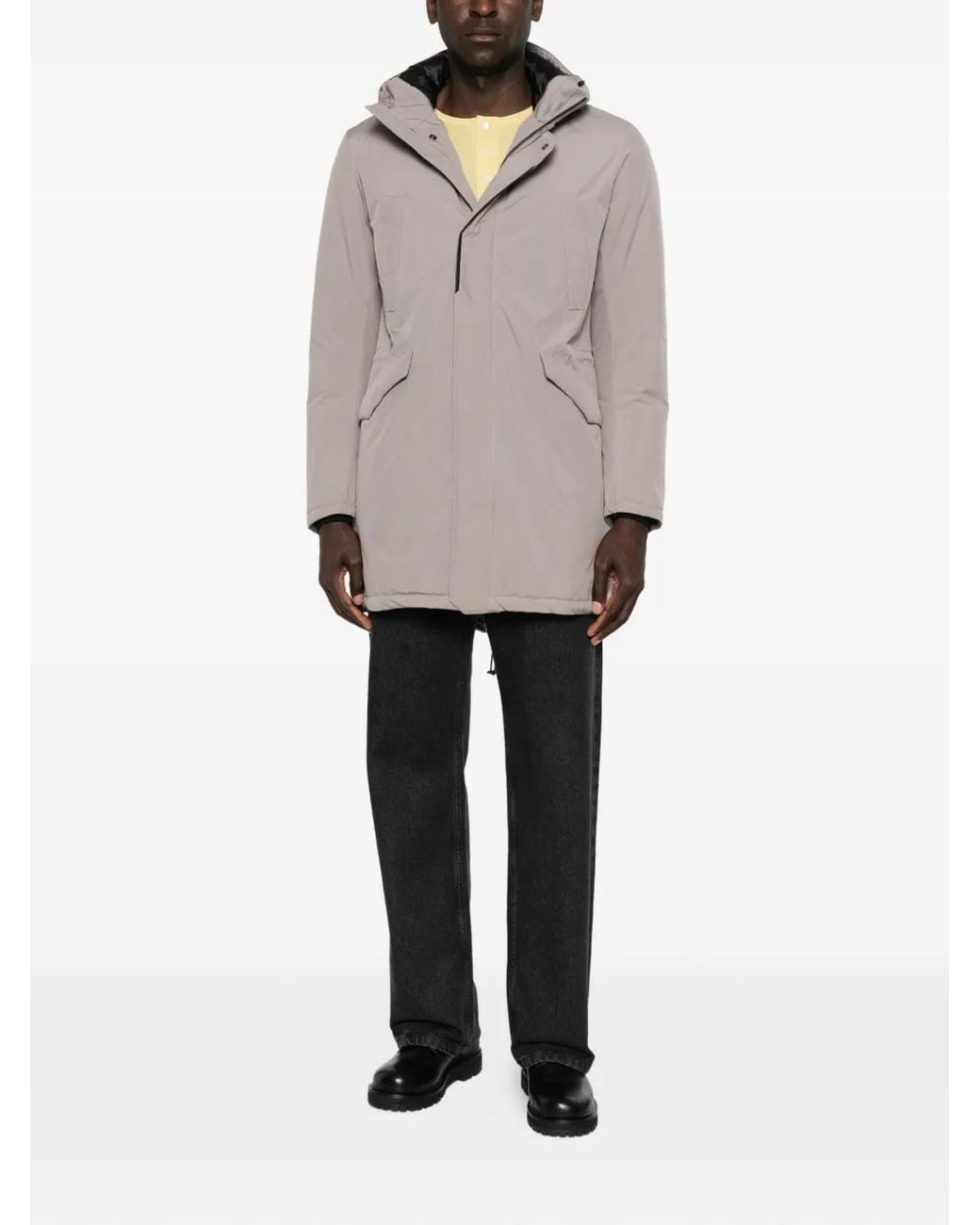 Herno Gray Manteau Matelassé À Capuche for men