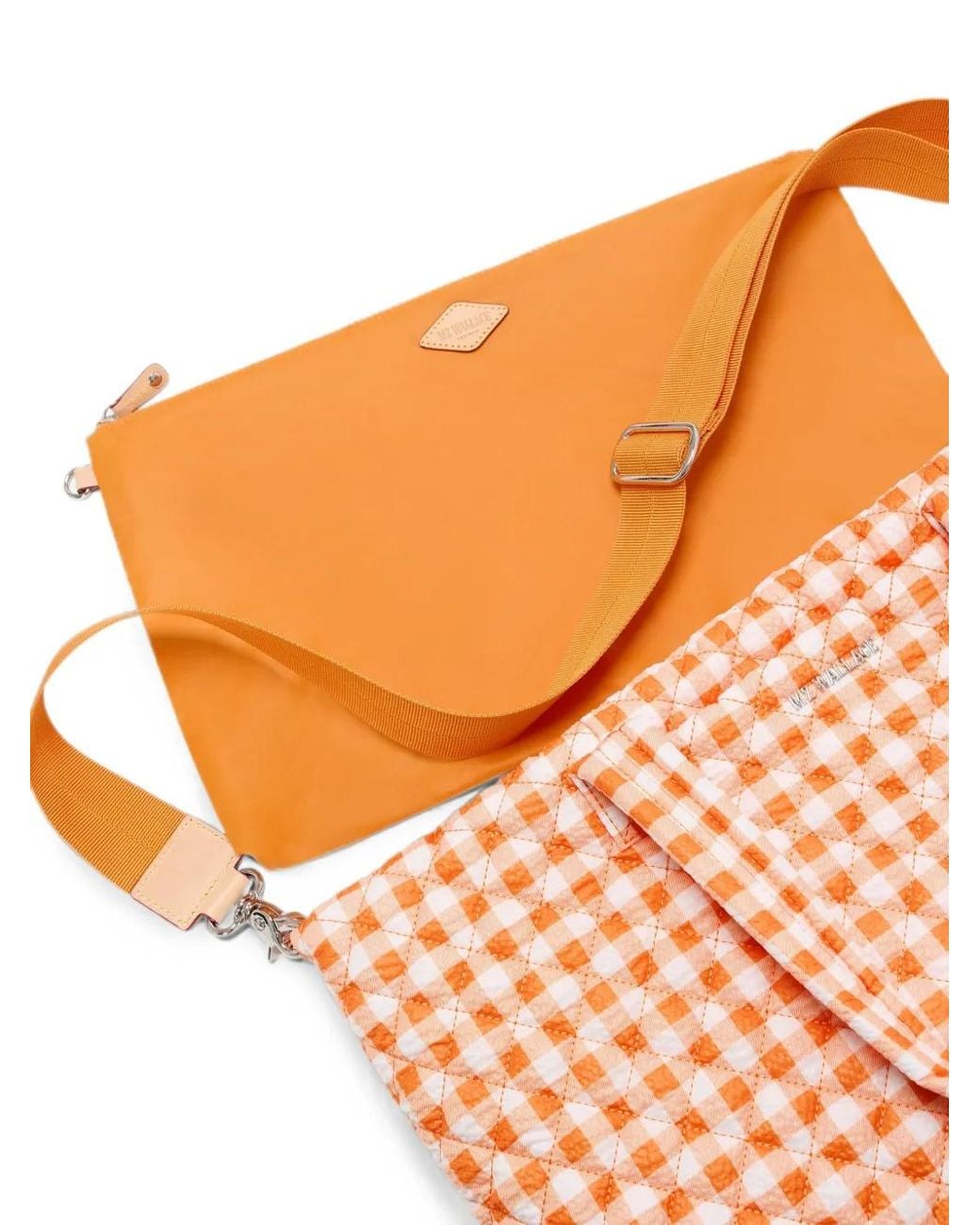 MZ Wallace Orange Medium Metro Deluxe Gingham Tote Bag