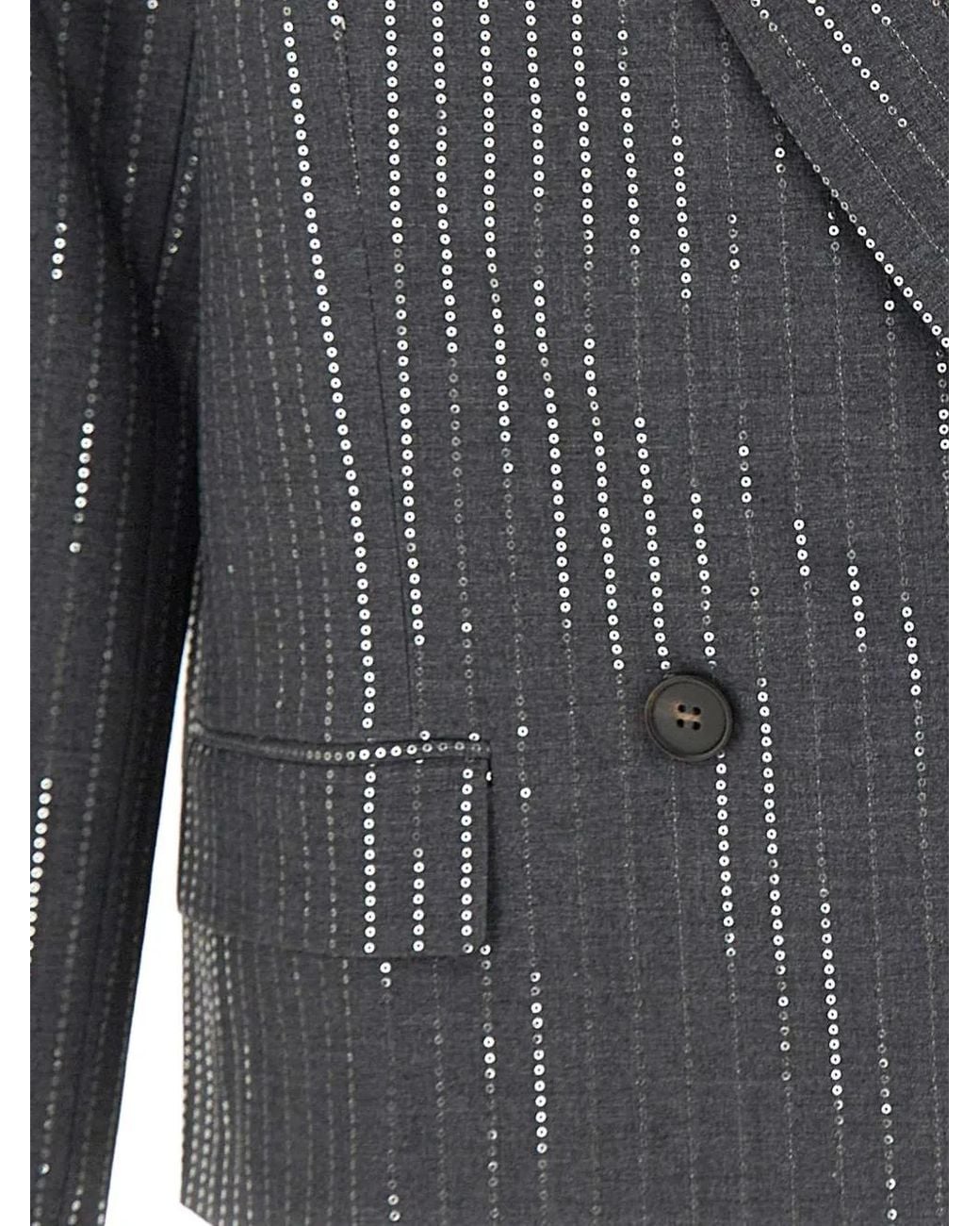 IRO Gray Bay Sequin-Embellished Cropped Blazer