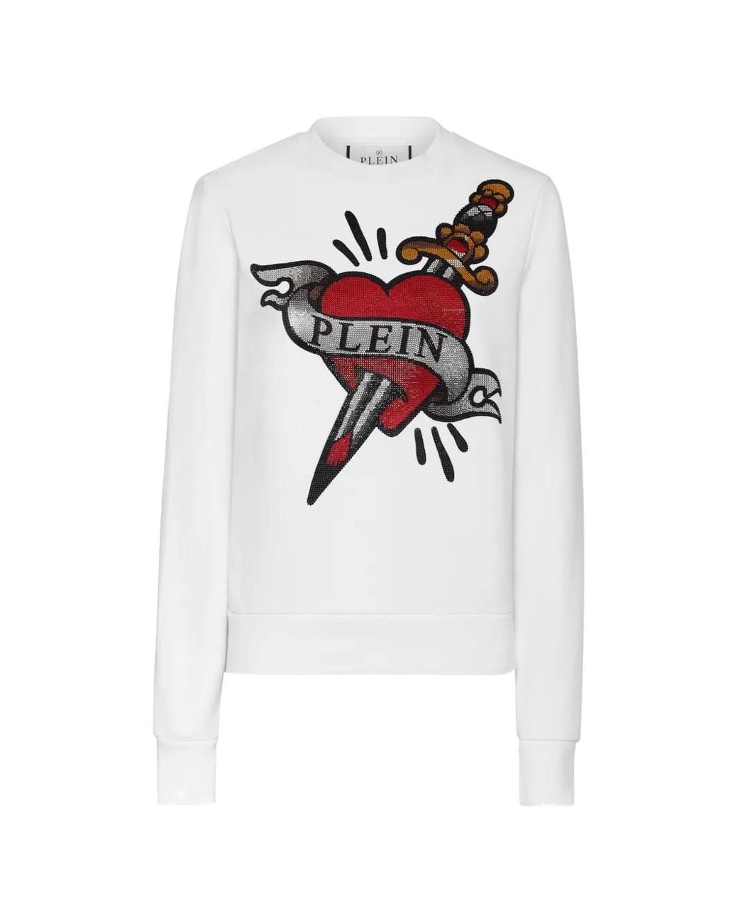 Philipp Plein White Heart Sweatshirt