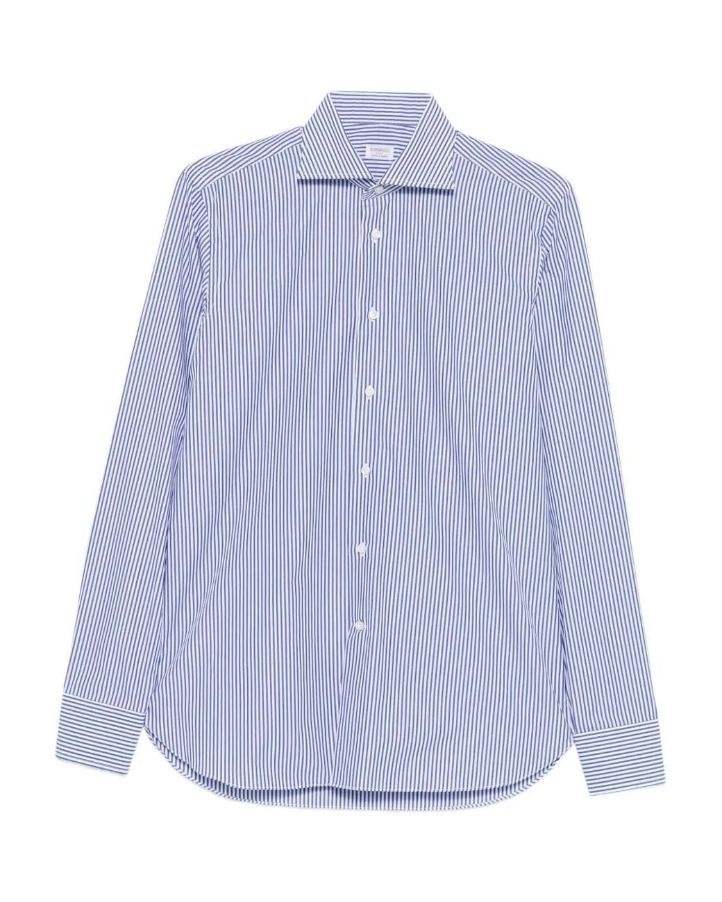 Camicia A Righe di Borriello in Purple da Uomo