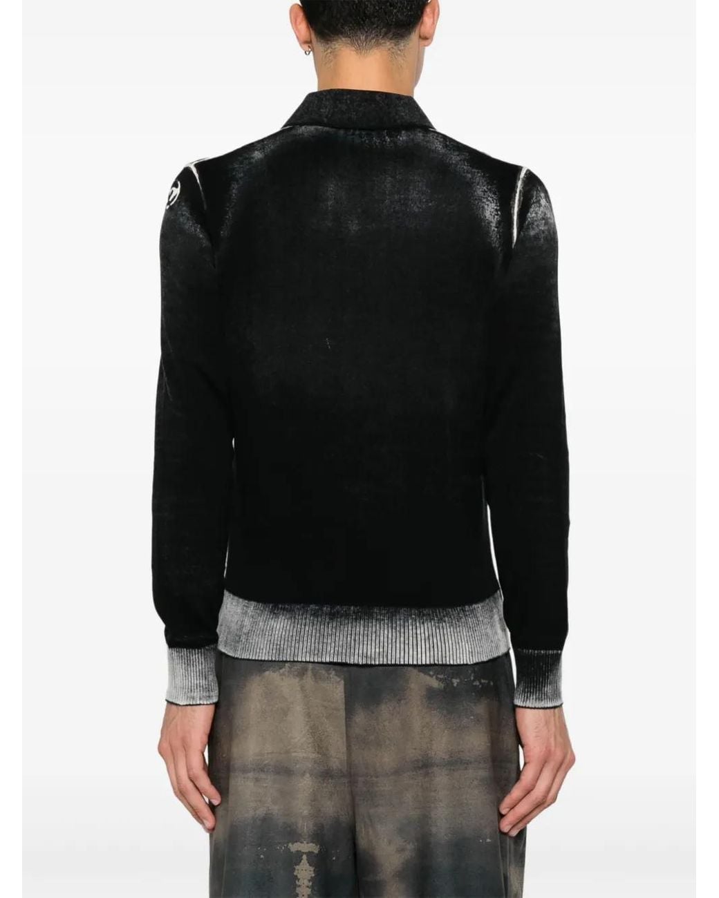 DIESEL K-Lorenzo Collar Polo Sweater in Black for Men | Lyst