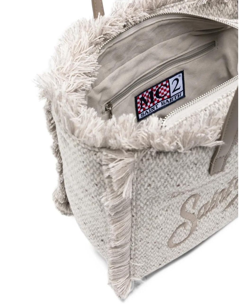 Mc2 Saint Barth Gray Colette Fringed Tote Bag