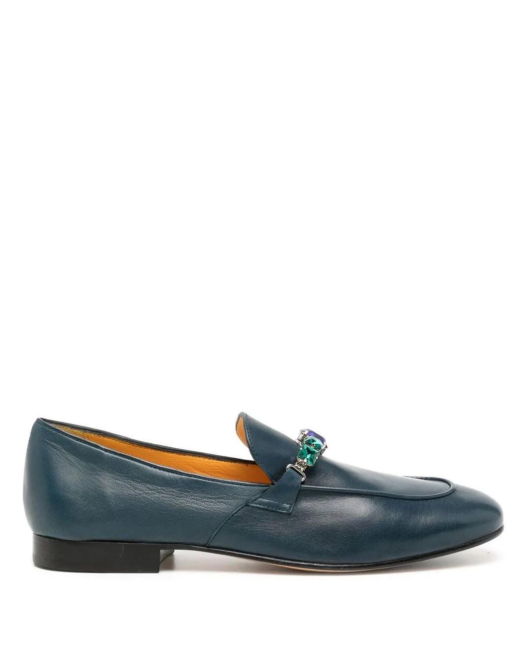 Madison Maison Blue Crystal-Embellished Flat Loafers