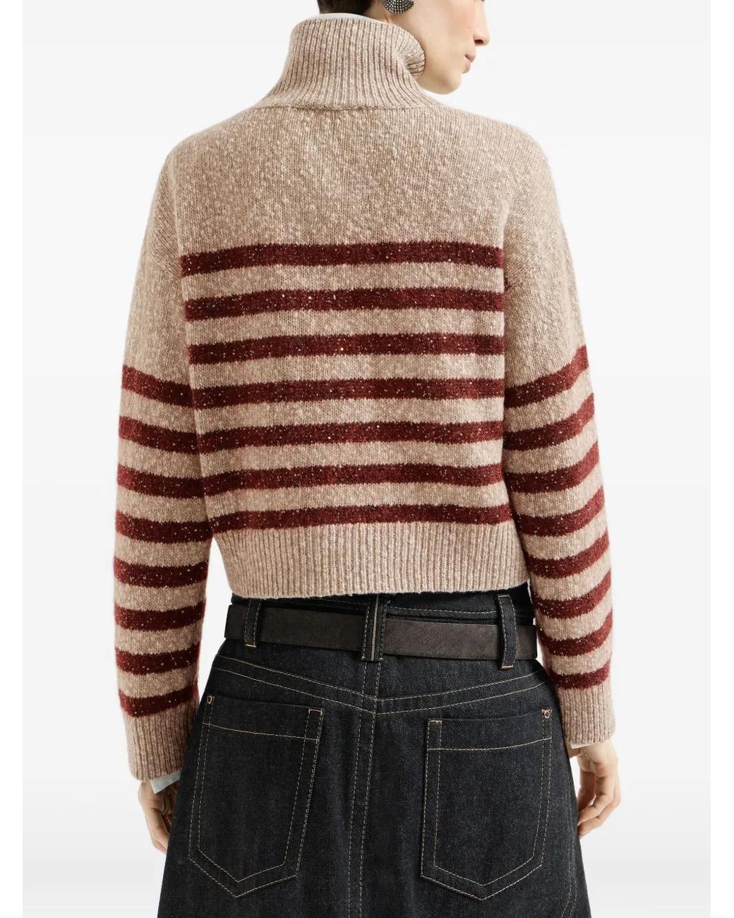 Brunello Cucinelli White Wool And Cashemre Turtleneck Jumper