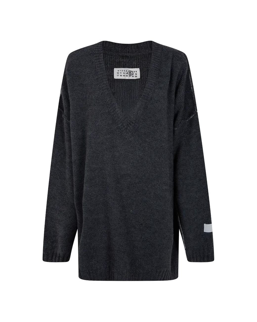MM6 by Maison Margiela Blue Oversized V-Neck Sweater