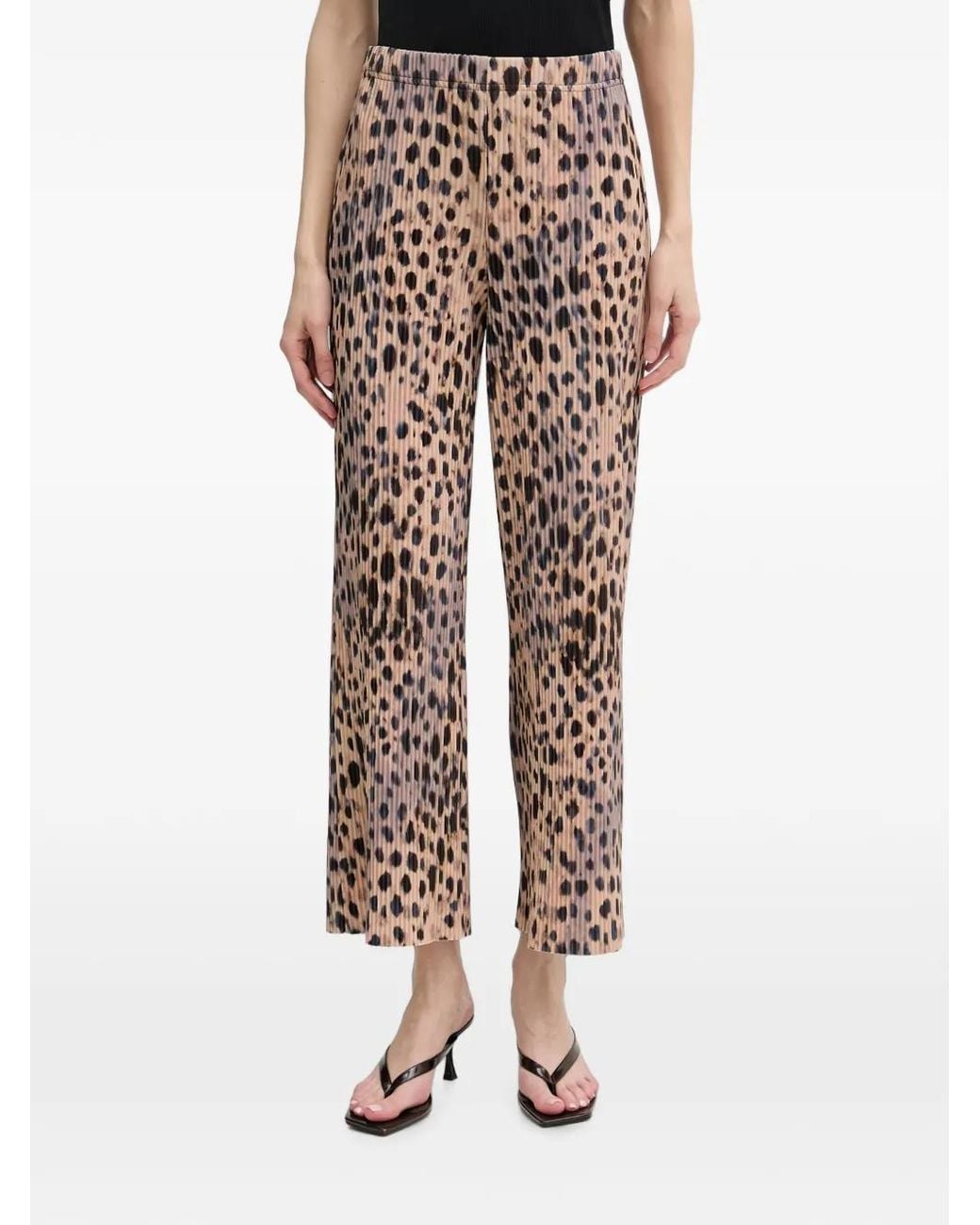 Joseph Ribkoff Natural Pantalon Court À Imprimé Léopard Et Effet Plissé