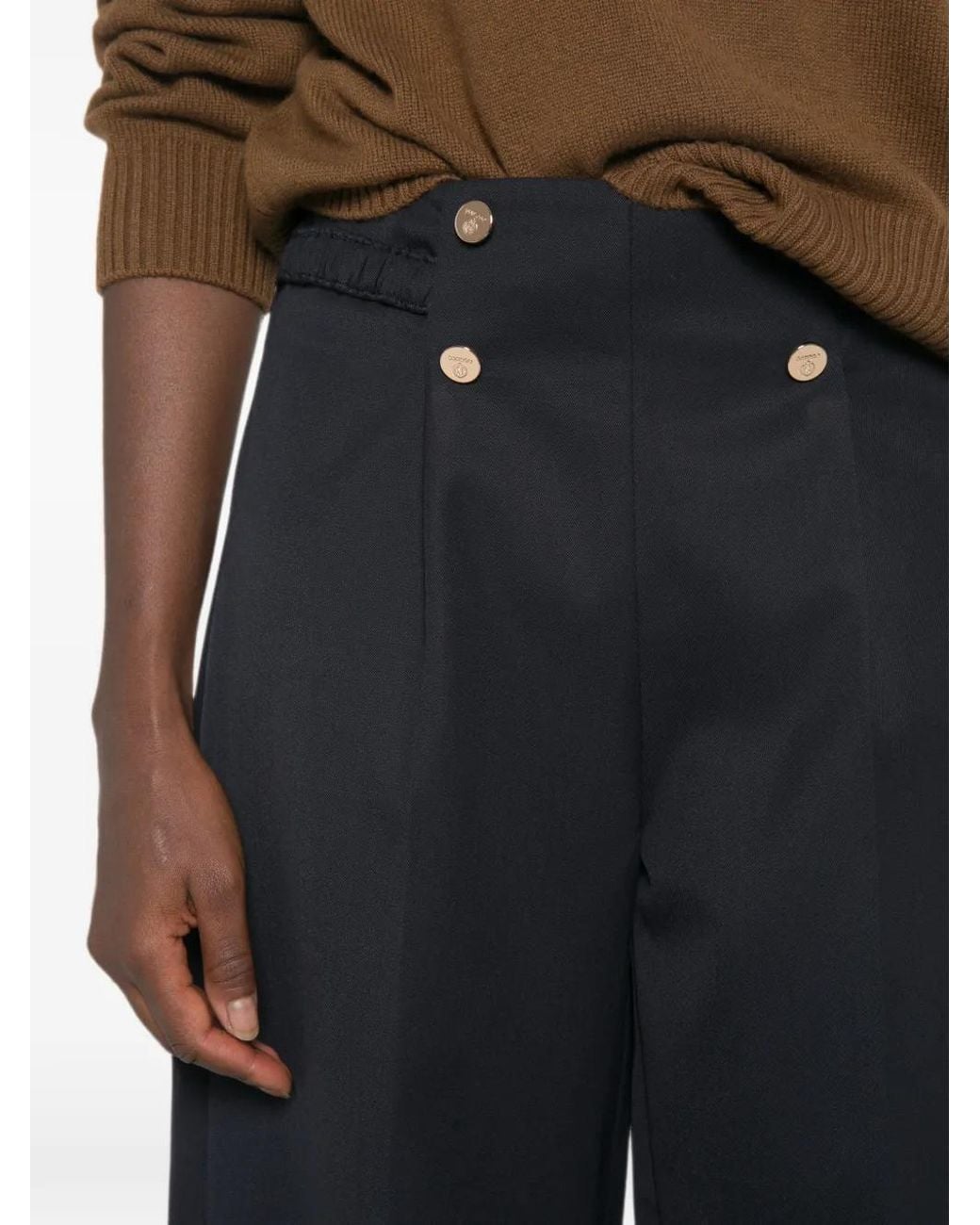 Sandro Blue Pantalon Ample À Boutonnière
