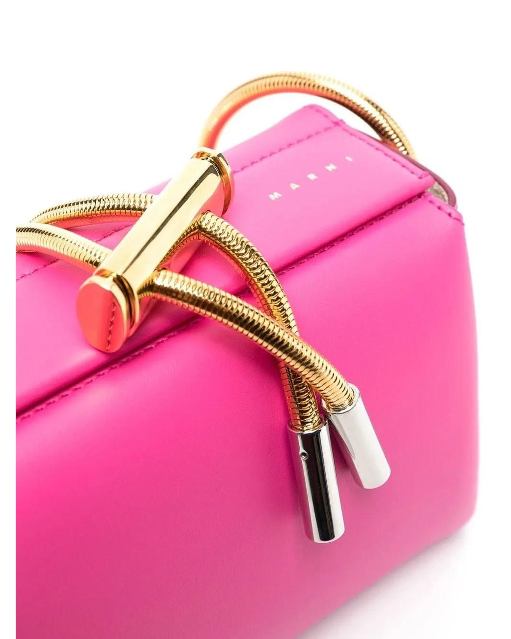 Marni Pink Round Snake Chain Leather Shoulder Bag
