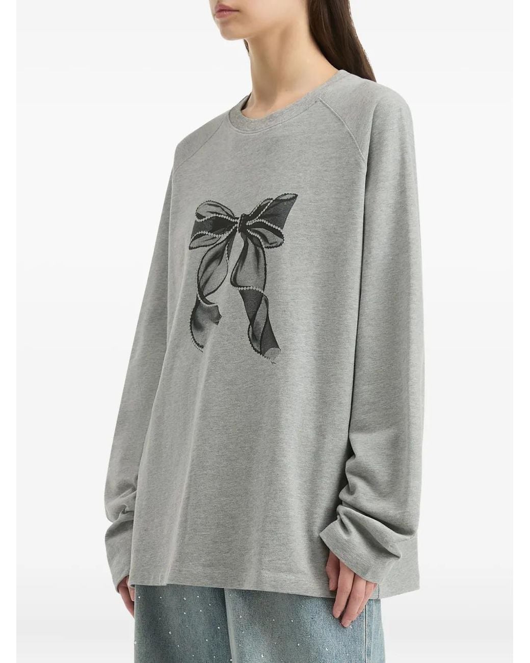 B+ AB Gray Bow-Print Sweatshirt