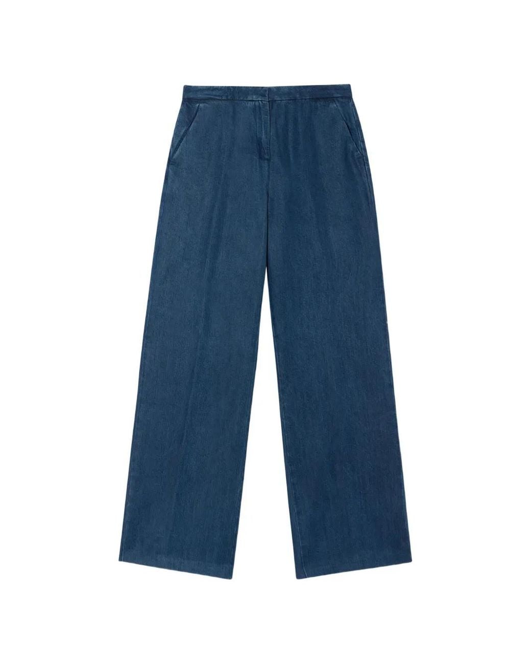 Brooks Brothers Blue Wide-Leg Twill Trousers