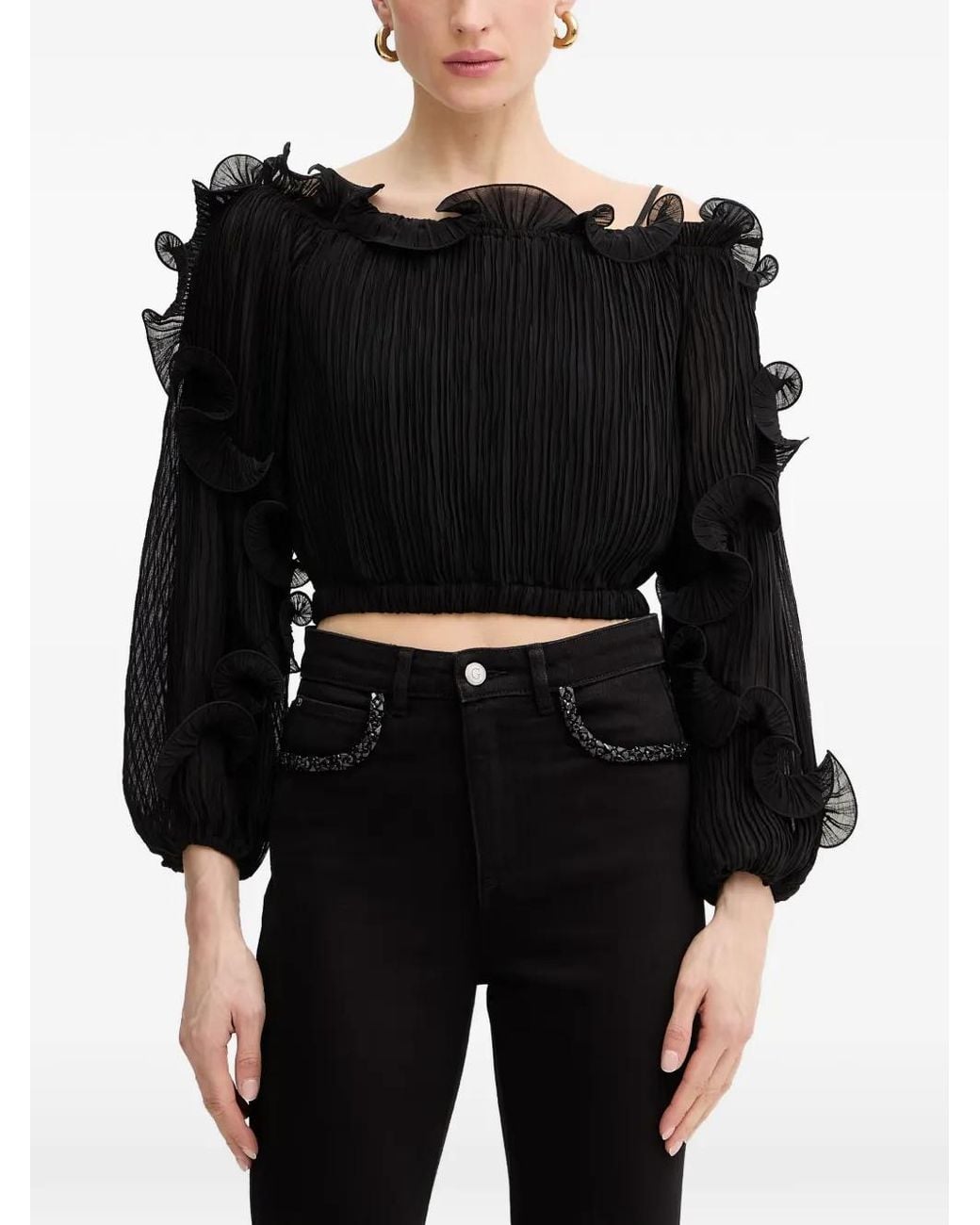 Guess Chiffon Shirt in het Black