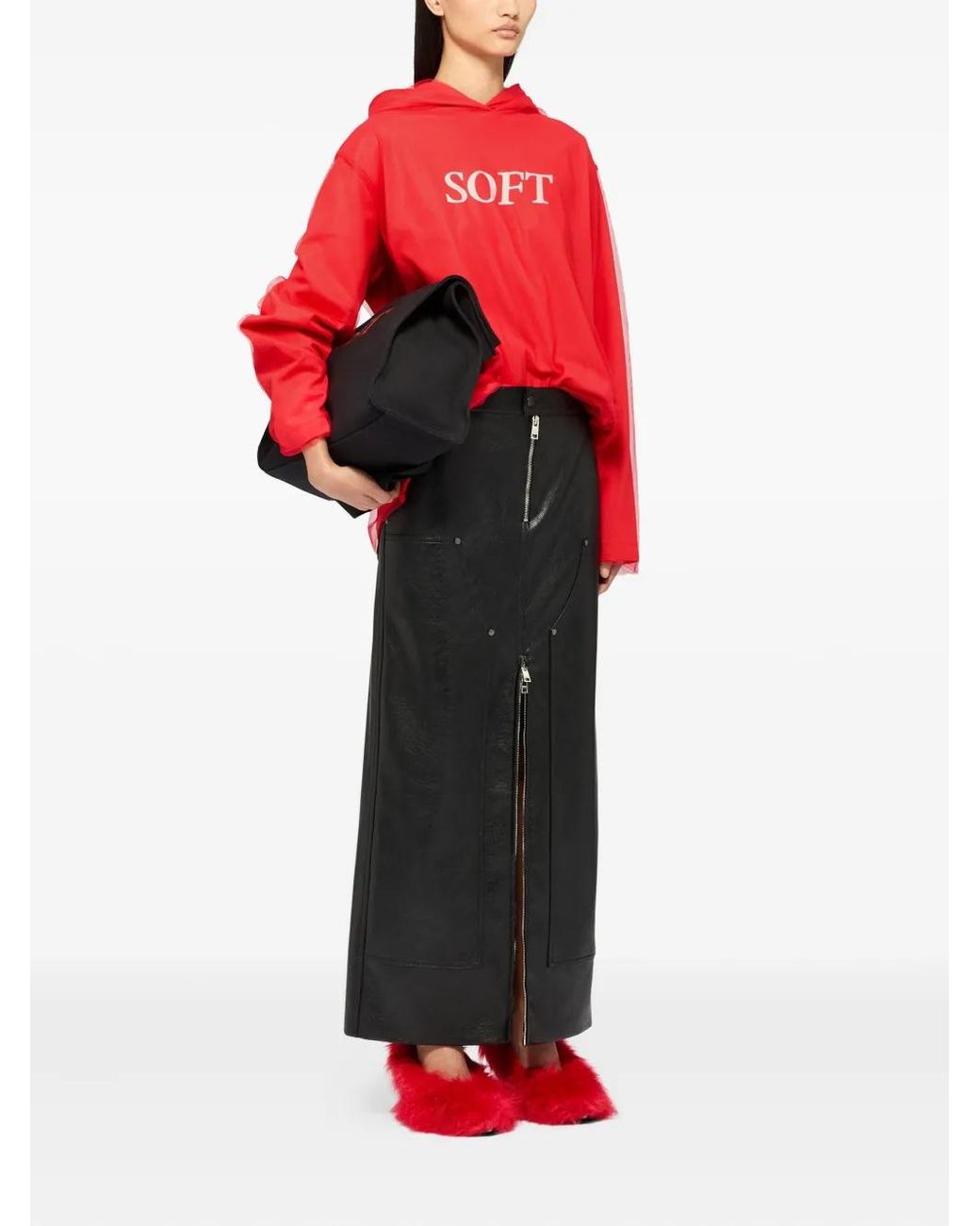 MSGM Red Long-Sleeve Hoodie