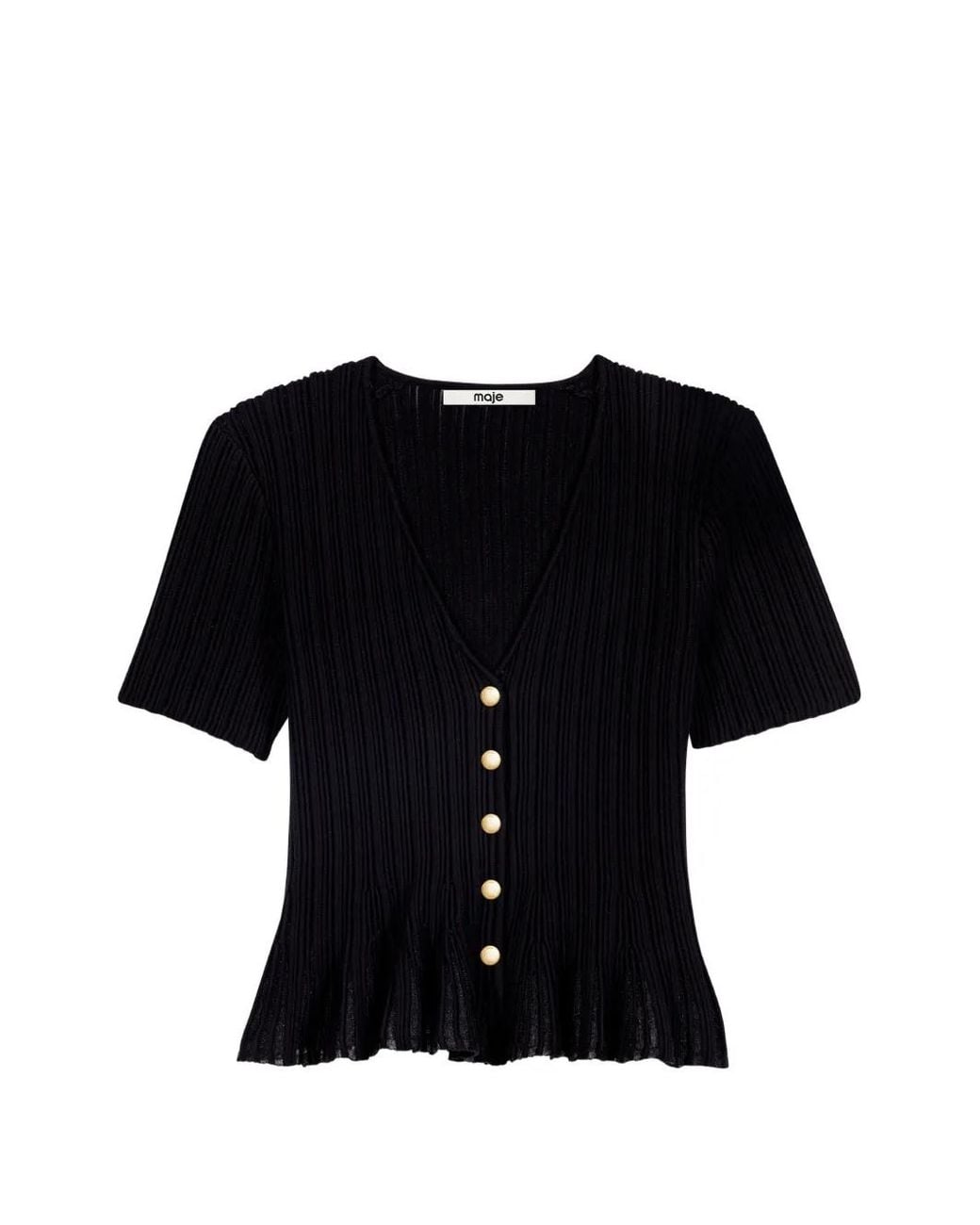 Maje Black Peplum Cardigan
