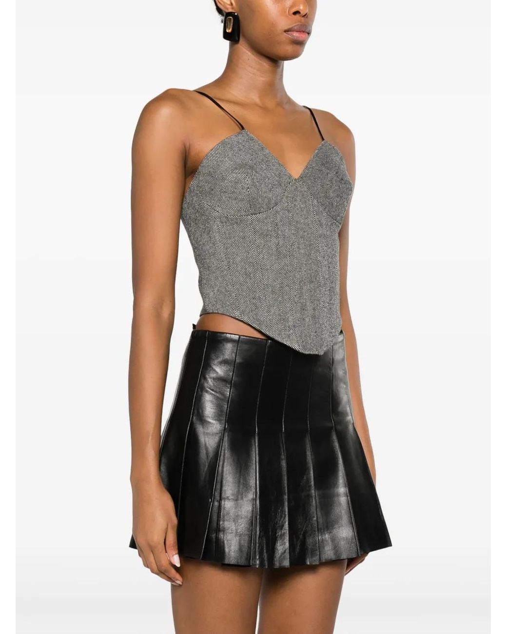 Ermanno Scervino Gray Herringbone Wool Top