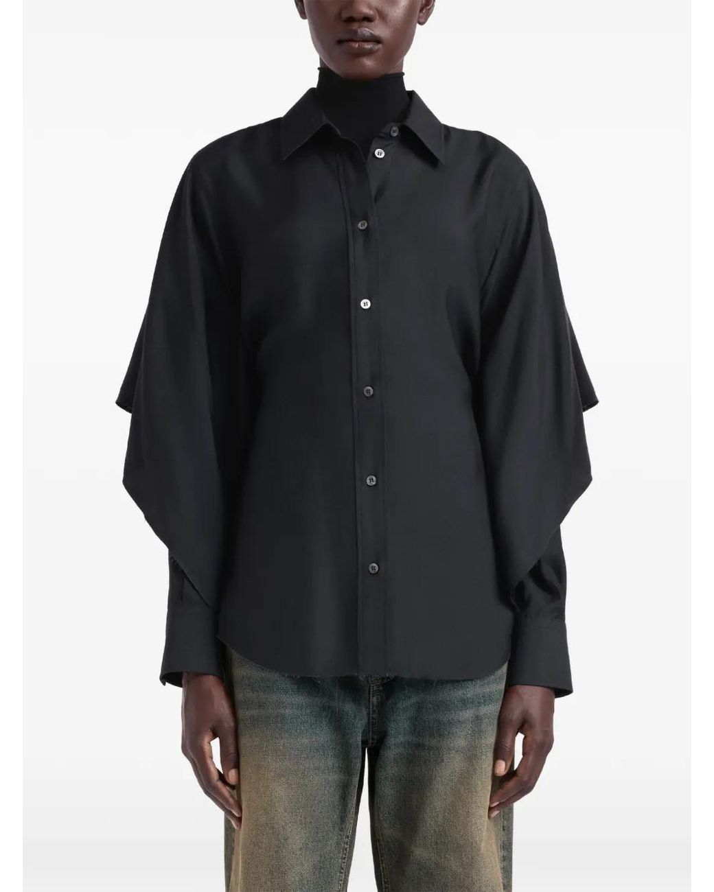Maison Margiela Blue Cape-Sleeve Shirt