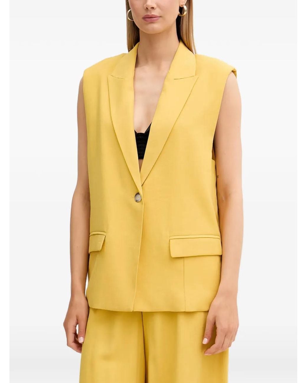 ViCOLO Yellow Single-Breasted Waistcoat