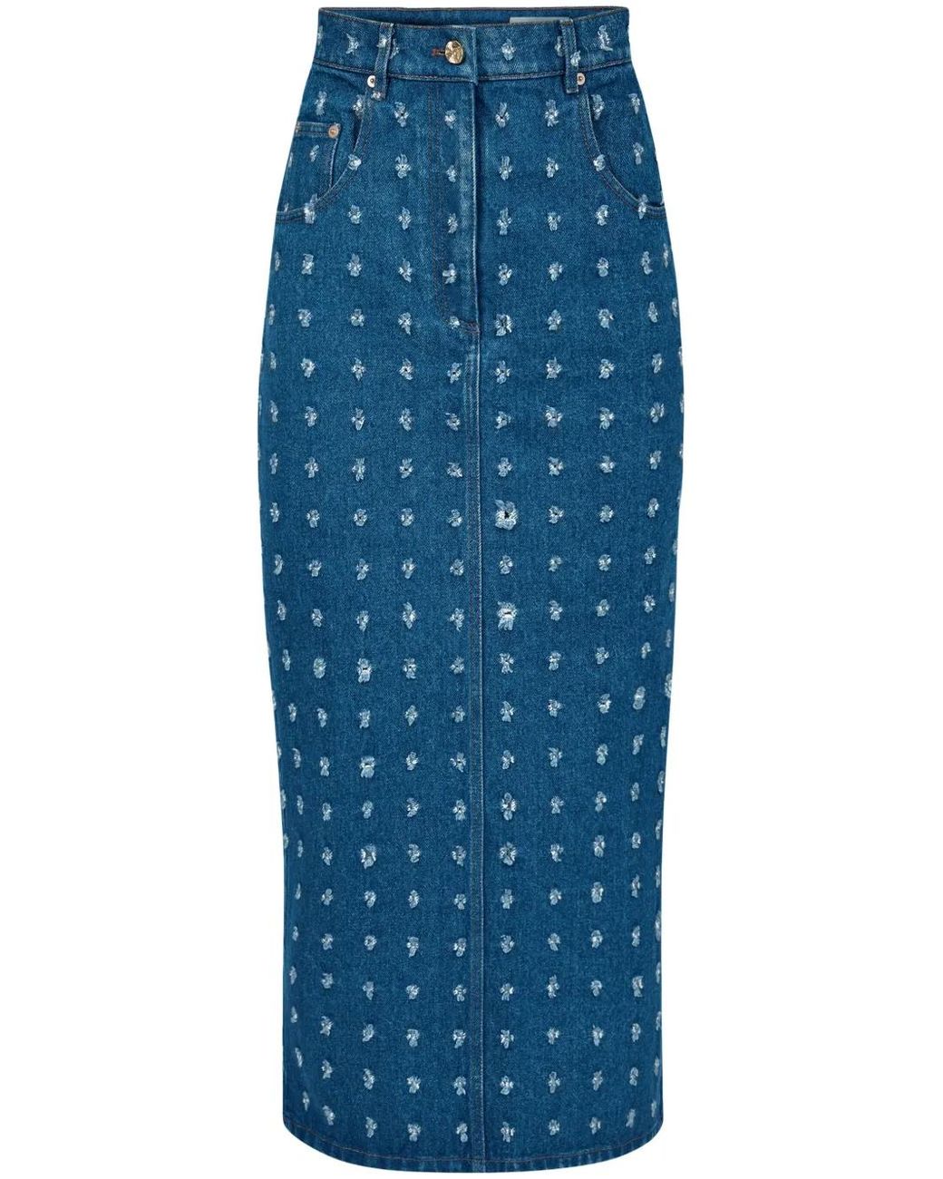Nina Ricci Blue Distressed Denim Skirt