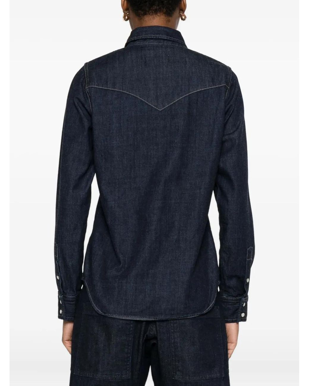 Nili Lotan Blue Chest-Pocket Denim Shirt