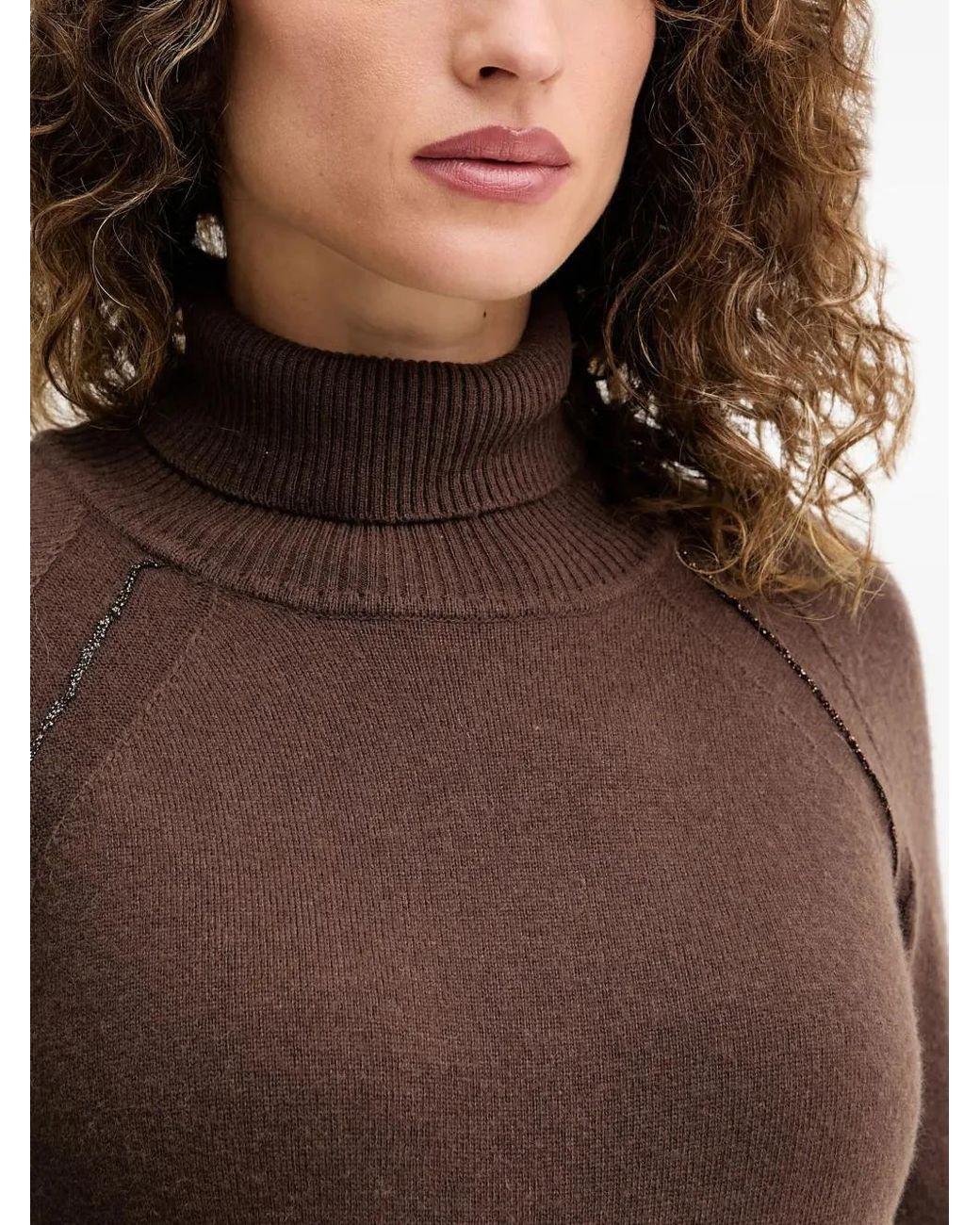 Silvian Heach Blue Roll-Neck Embellished Sweater