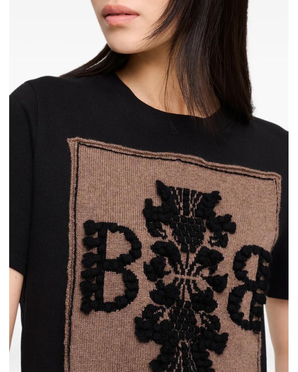 Barrie Black Cashmere-Patch T-Shirt