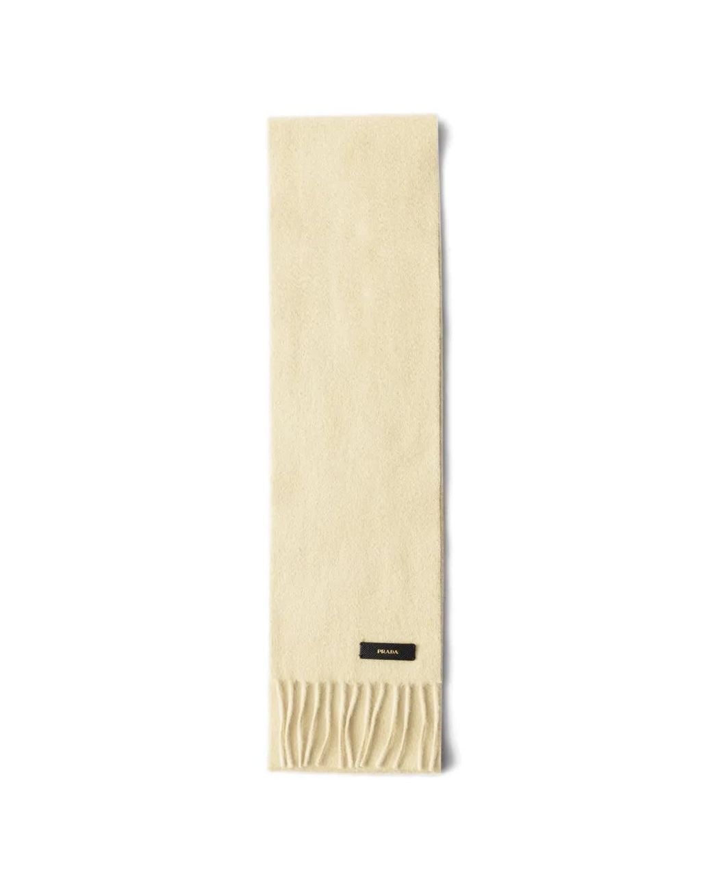 Prada White Logo-Patch Scarf