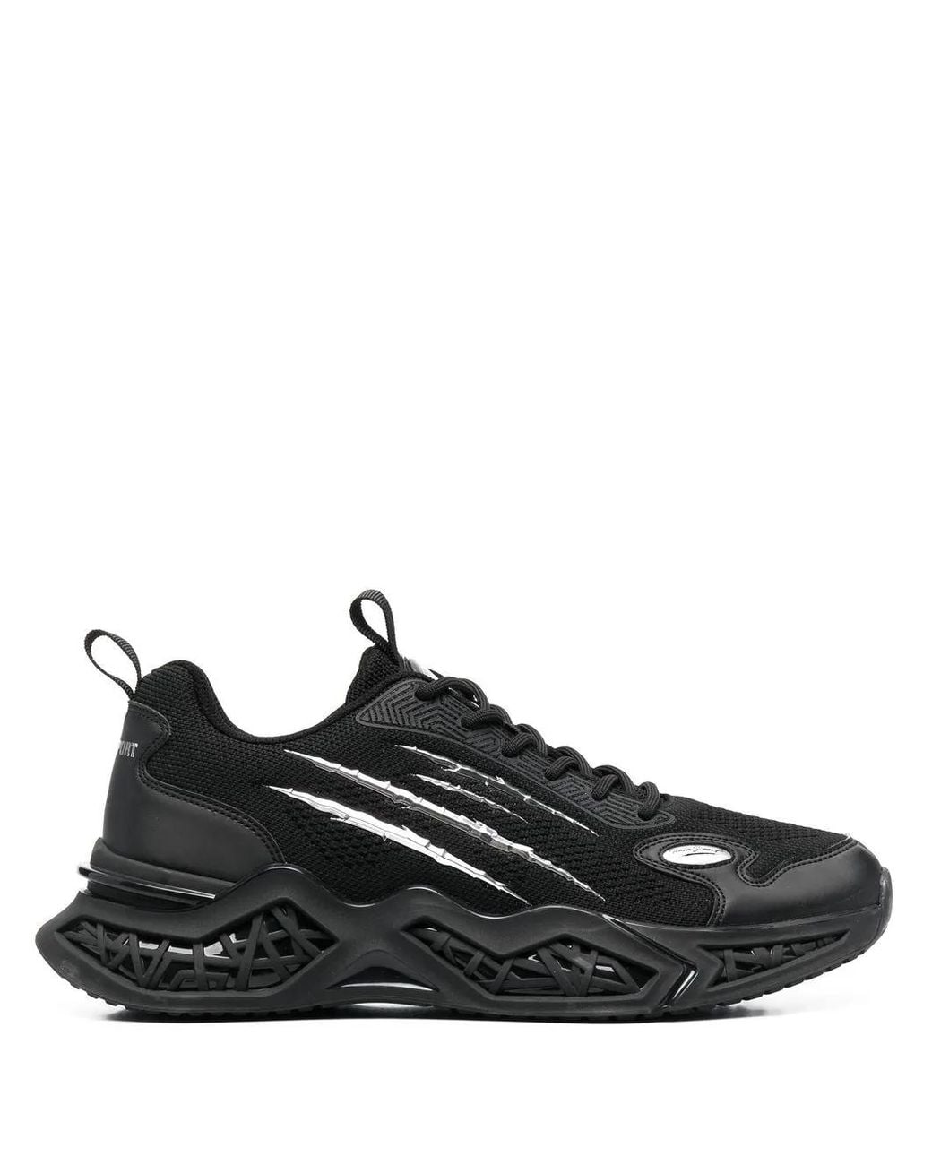 Philipp Plein Black Panelled Lace-Up Sneakers