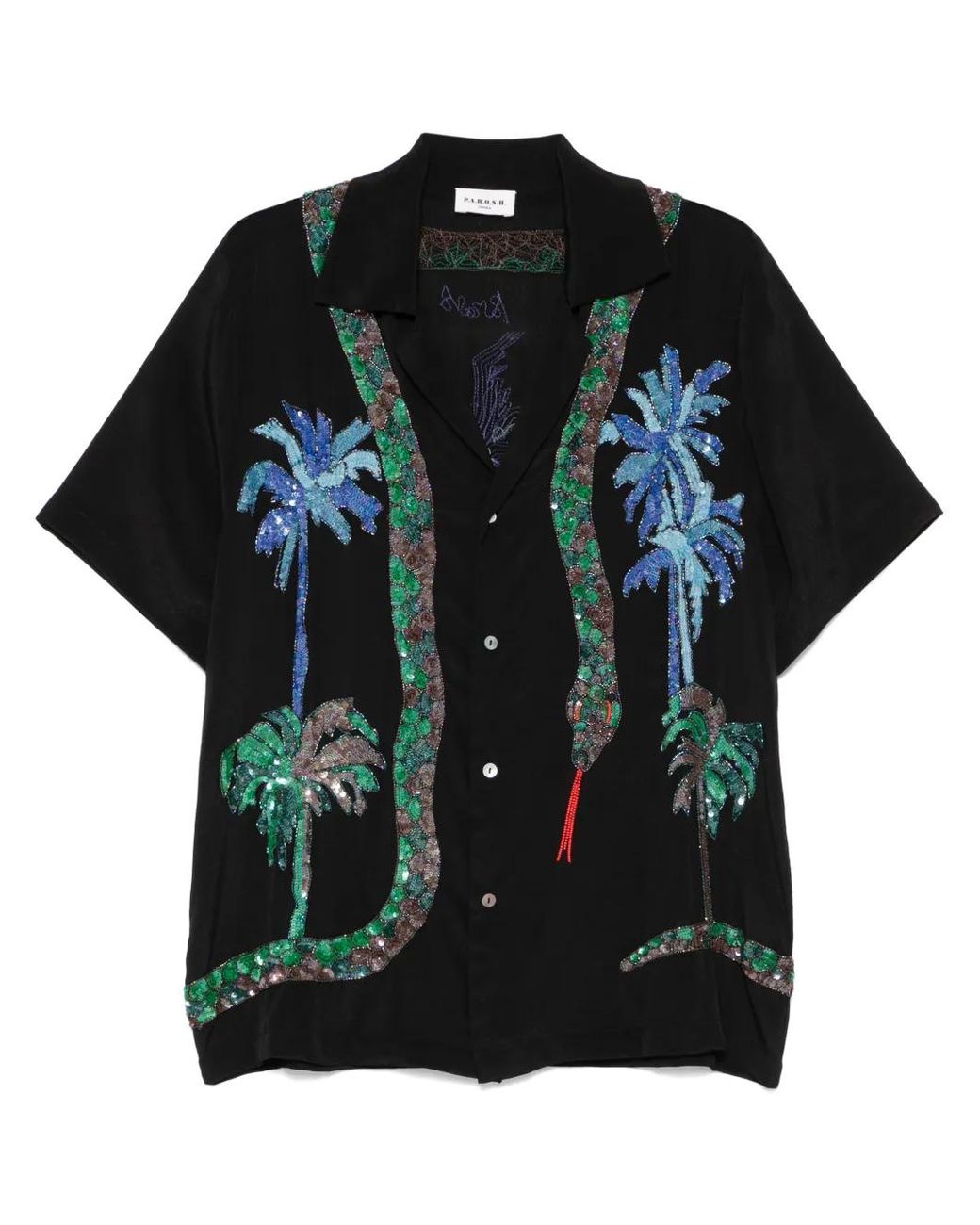 P.A.R.O.S.H. Black Sequin-Embellished Shirt